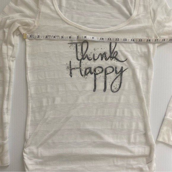 Maurices Think Happy Embellished Long Sleeve Heathered Stripe Tee Shirt M - Picture 8 of 9